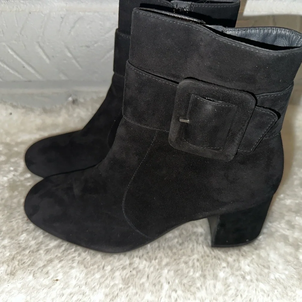 New PAUL GREEN Natalia Buckle Black Suede Ankle Boots Size 6.5